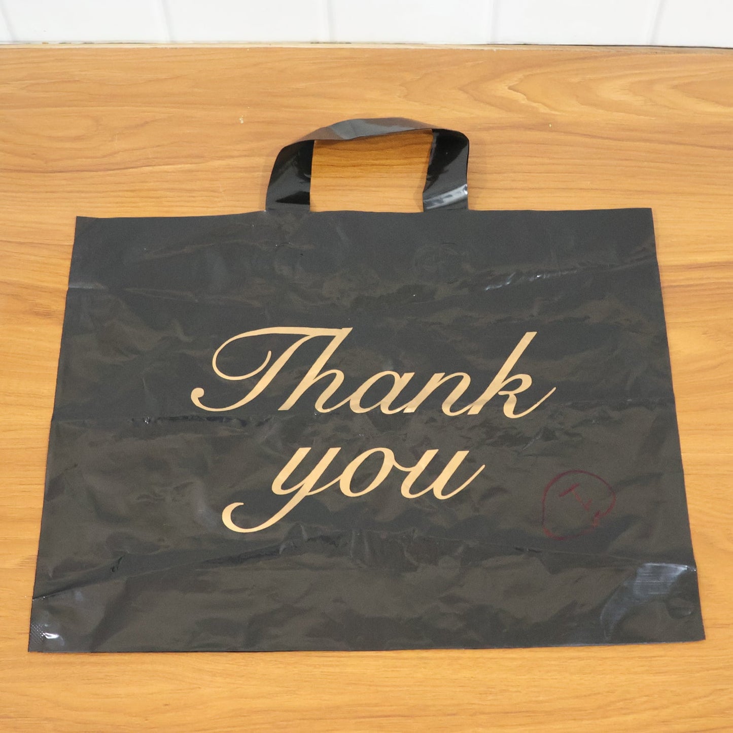 Premium Black Thank You Printed Plastic Carry Bag 30 × 39 Cm (1 Pc)