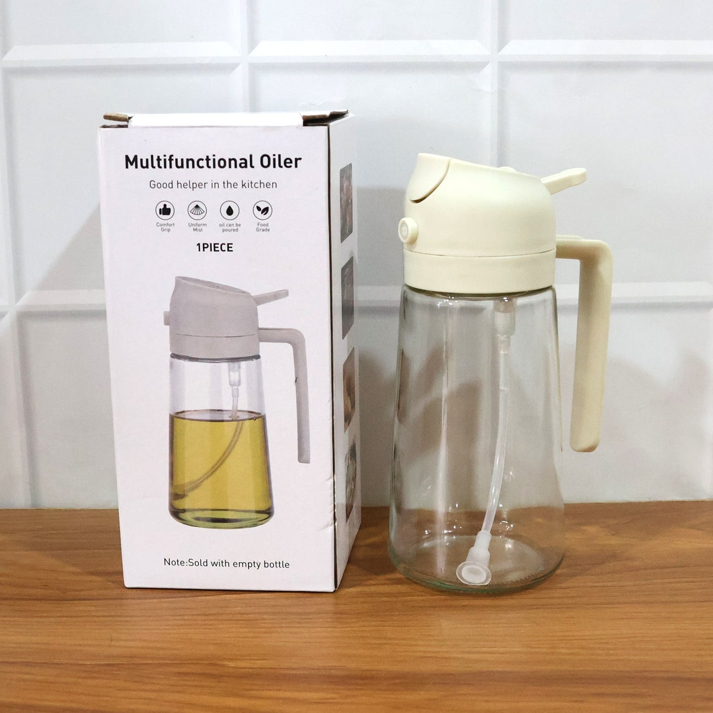 2-in-1 Multi-Purpose Glass Oil Dispenser Bottle (500 ml Approx)