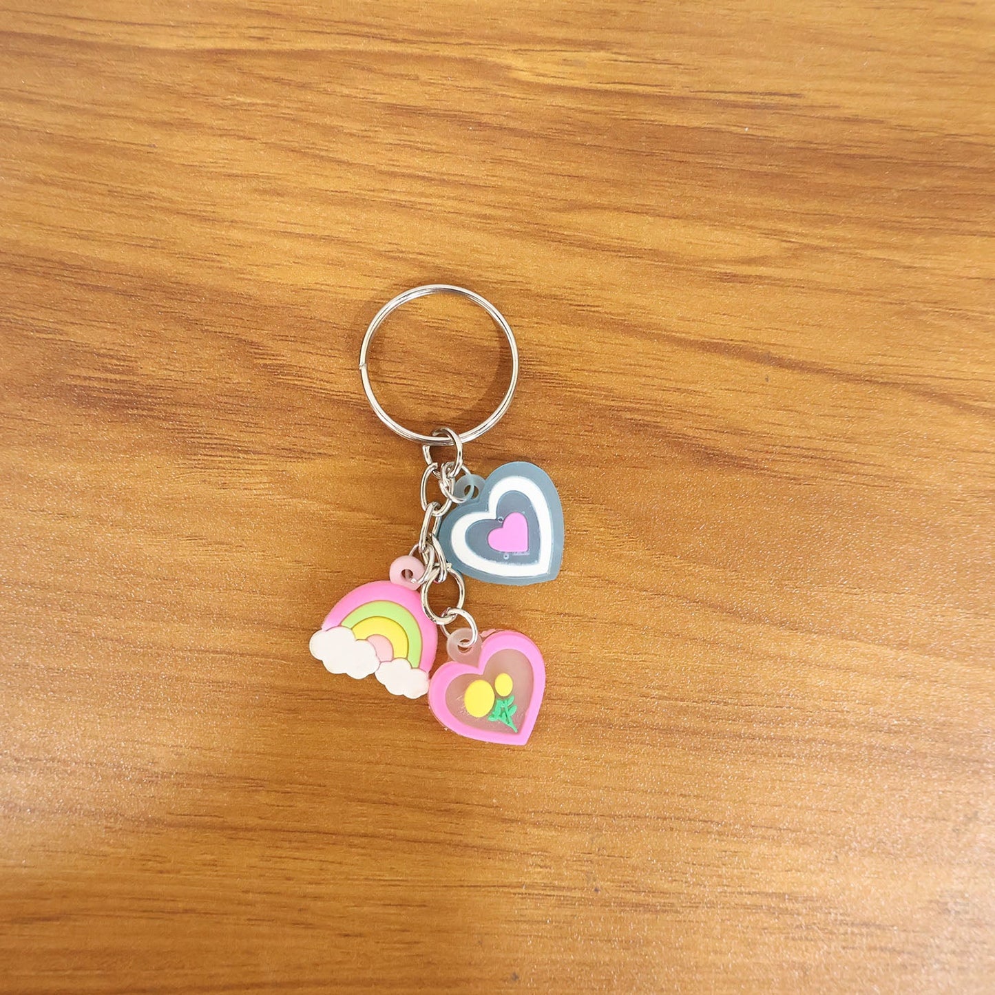 Cute Heart & Rainbow Charm Keychain (1 Pc)