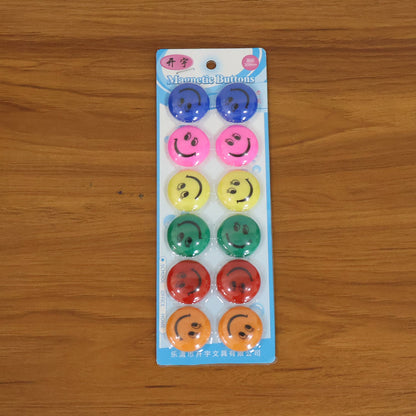 Colorful Smiley Face Magnetic Buttons Set (12 Pc Set)
