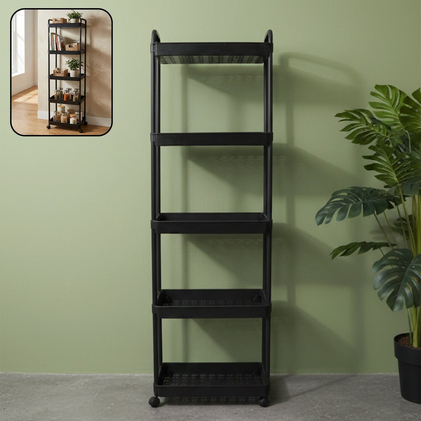 5 Layer Multipurpose Rolling Storage Rack (1 Pc)
