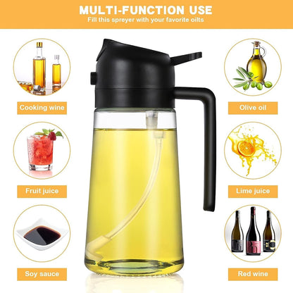 2-in-1 Multi-Purpose Glass Oil Dispenser Bottle (500 ml Approx)