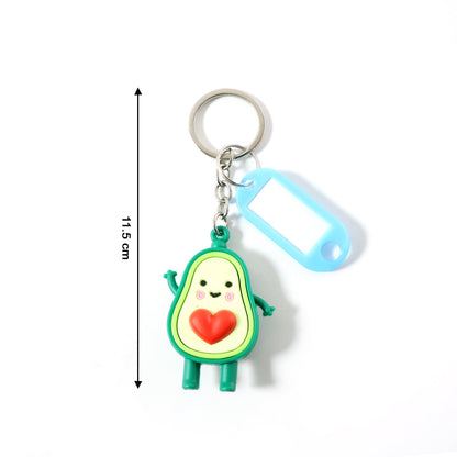 Cute Avocado Cartoon Keychain with Name Tag Holder (1 Pc)