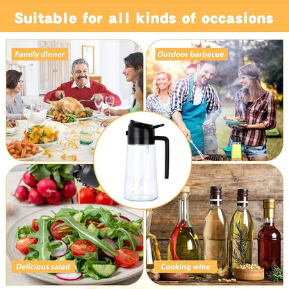 2-in-1 Multi-Purpose Glass Oil Dispenser Bottle (500 ml Approx)