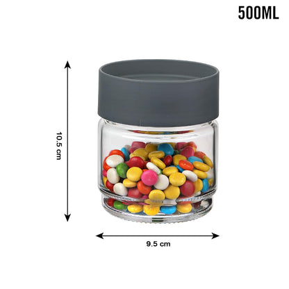 Airtight Transparent Kitchen Storage Jar with Secure Lid (1 Pc / 500 ML Approx)