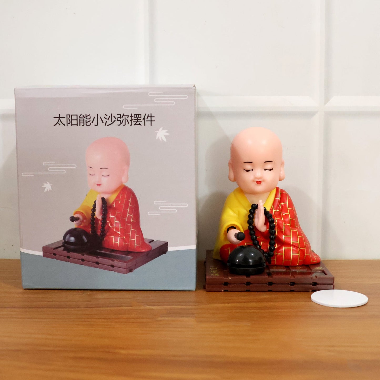 Red Solar Powered Sitting Buddha Statue (1 Pc / Medium)