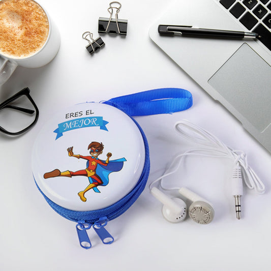 Kids Cartoon Superhero Earphone With Case (1 Pc Set)