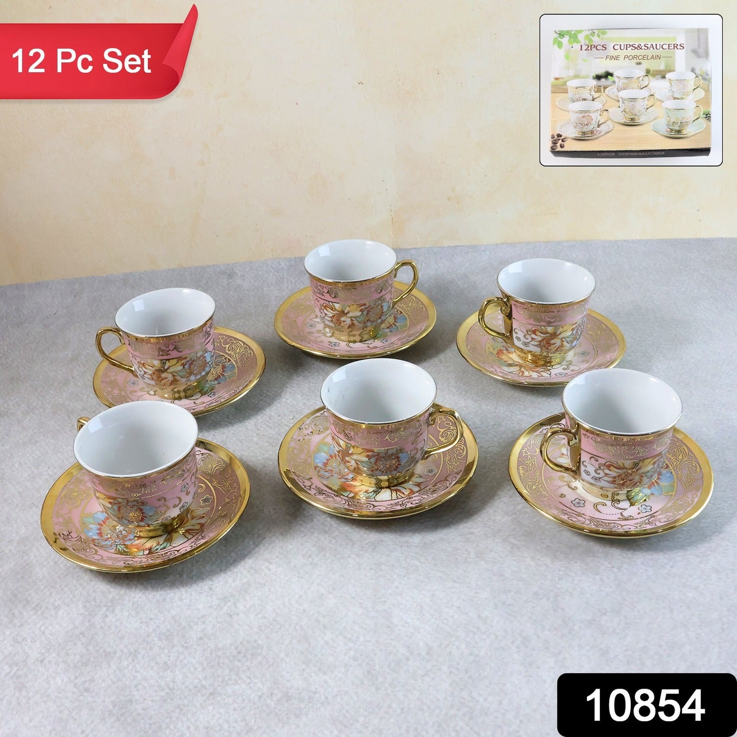 Premium porcelain tea cup set 12 pcs