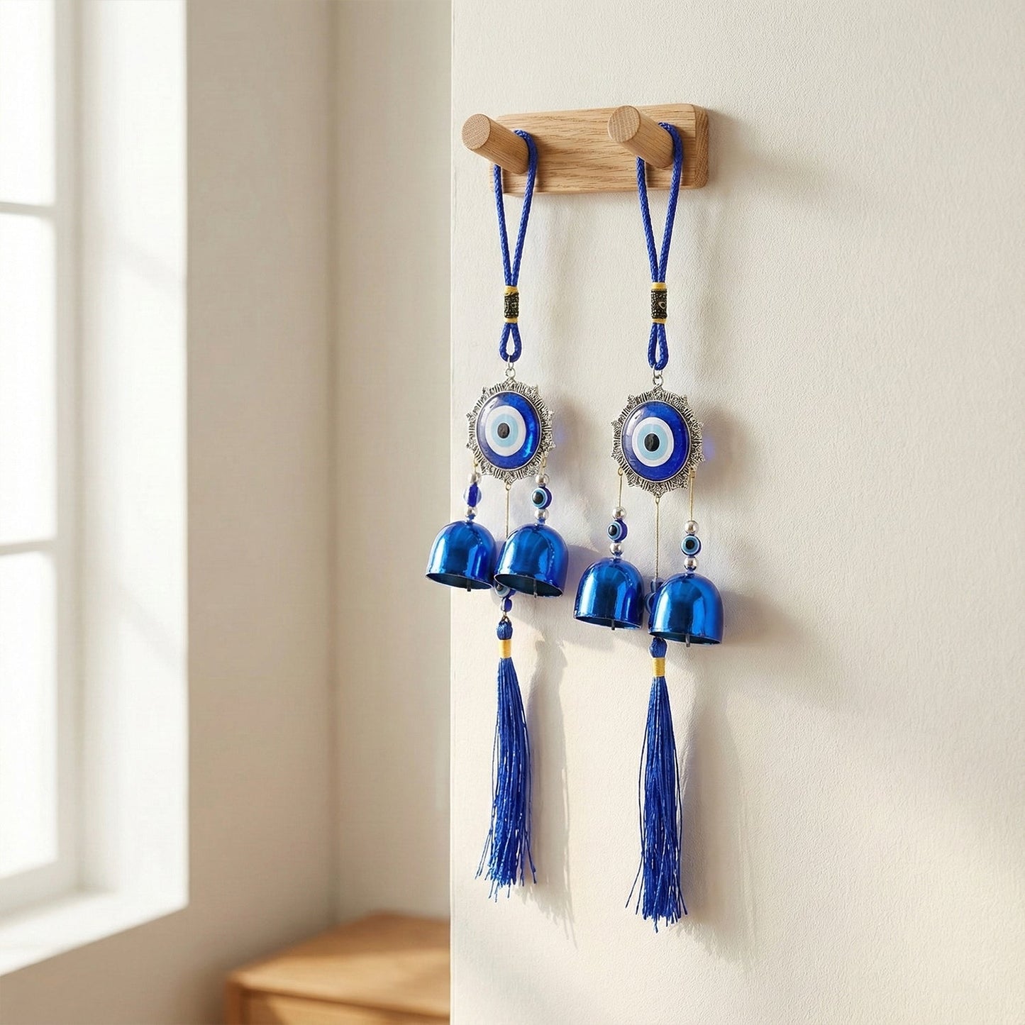 Decorative evil eye hanging wind chime