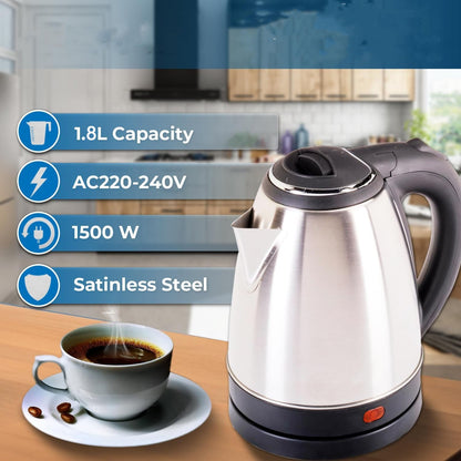 Electric Stainless-Steel Kettle (1800ML, 1 Pc)