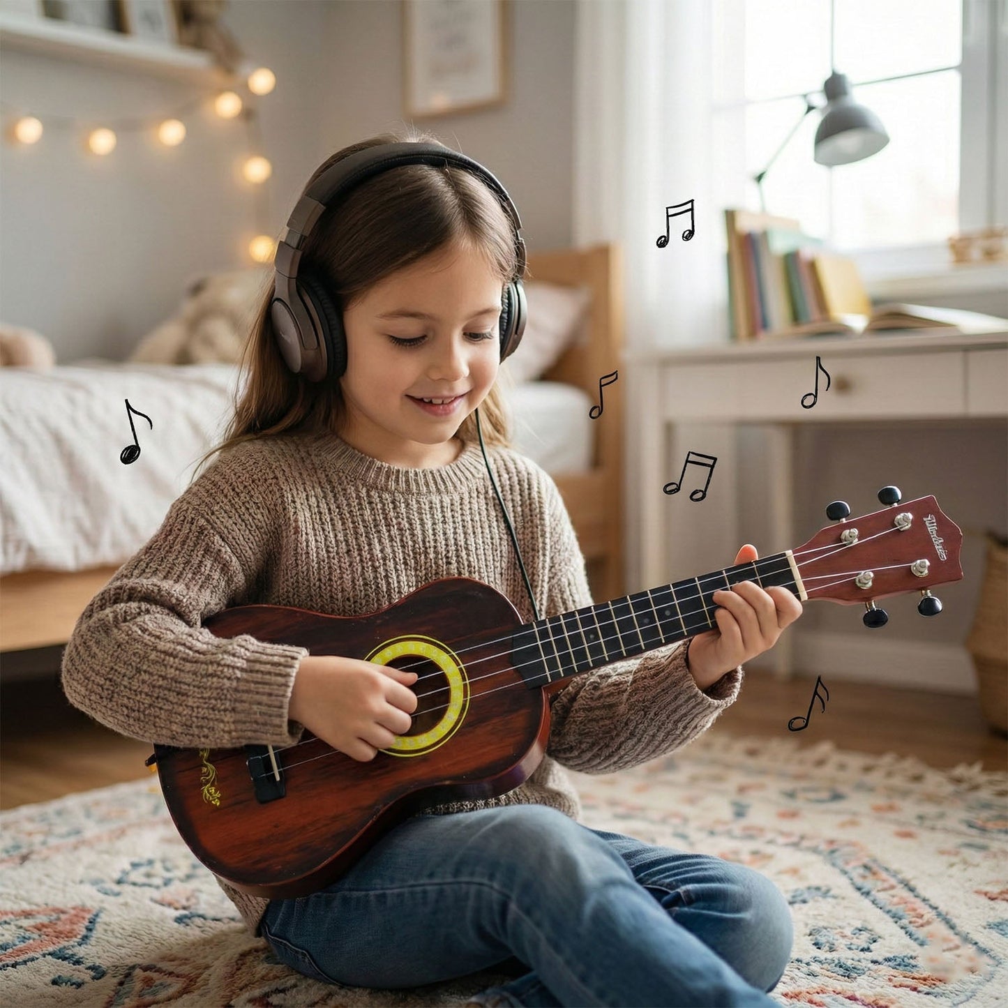 Classic Wooden Ukulele guitar for Kids & Beginners (1 Pc)