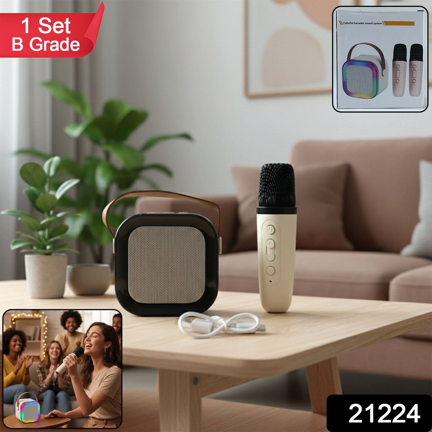 B Grade Portable Karaoke Speaker (1 Set)