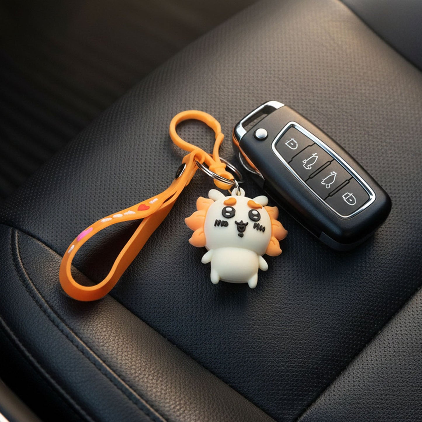 Cute Cartoon Lion Silicone Keychain (1 Pc)