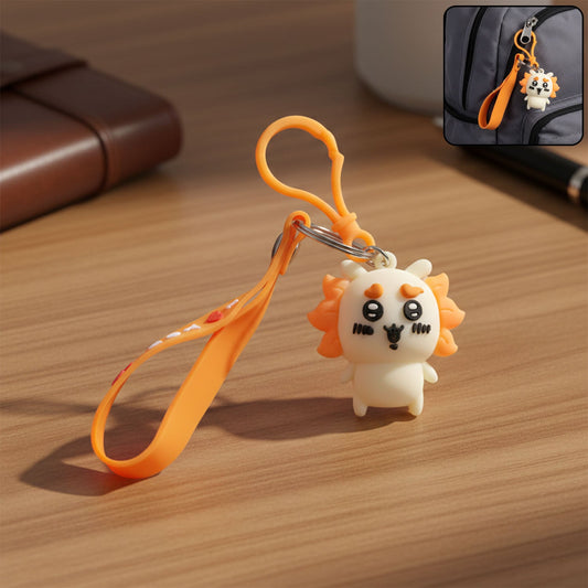 Cute Cartoon Lion Silicone Keychain (1 Pc)
