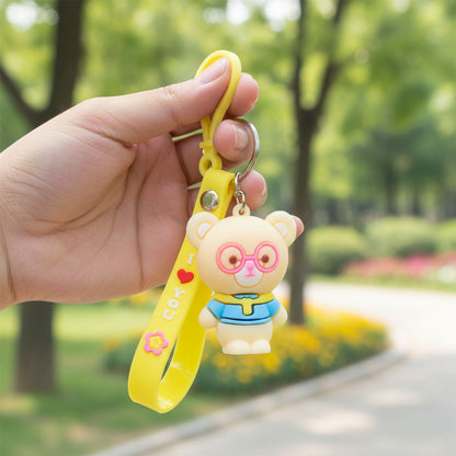 Cute Cartoon Bear Silicone Keychain (1 Pc)