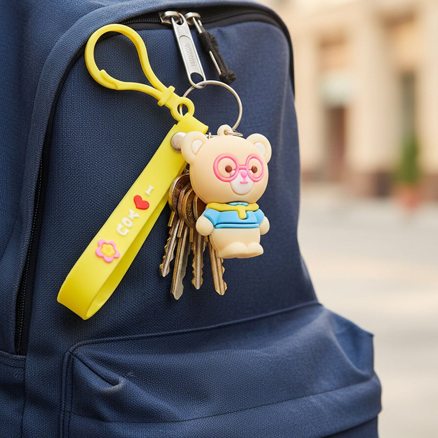 Cute Cartoon Bear Silicone Keychain (1 Pc)