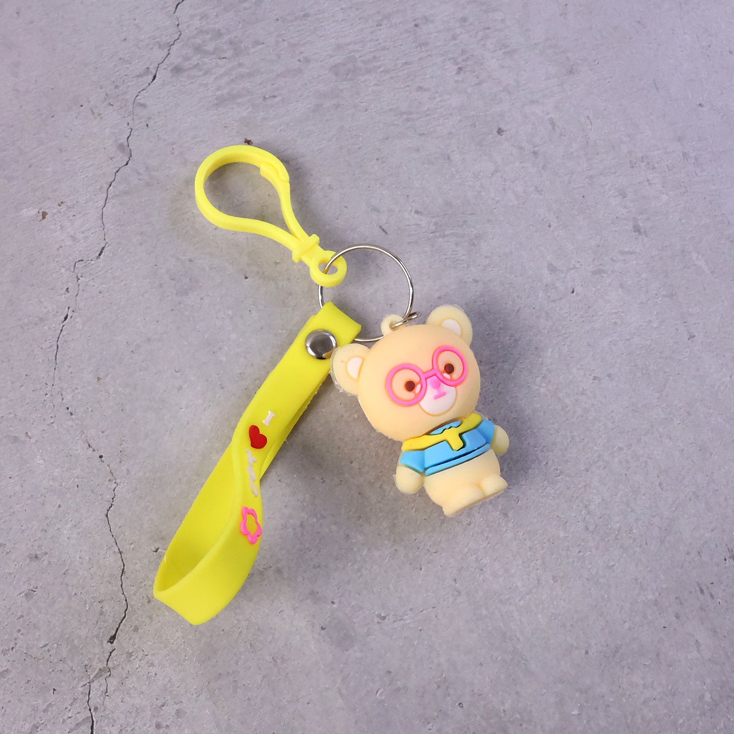 Cute Cartoon Bear Silicone Keychain (1 Pc)