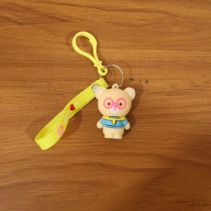 Cute Cartoon Bear Silicone Keychain (1 Pc)