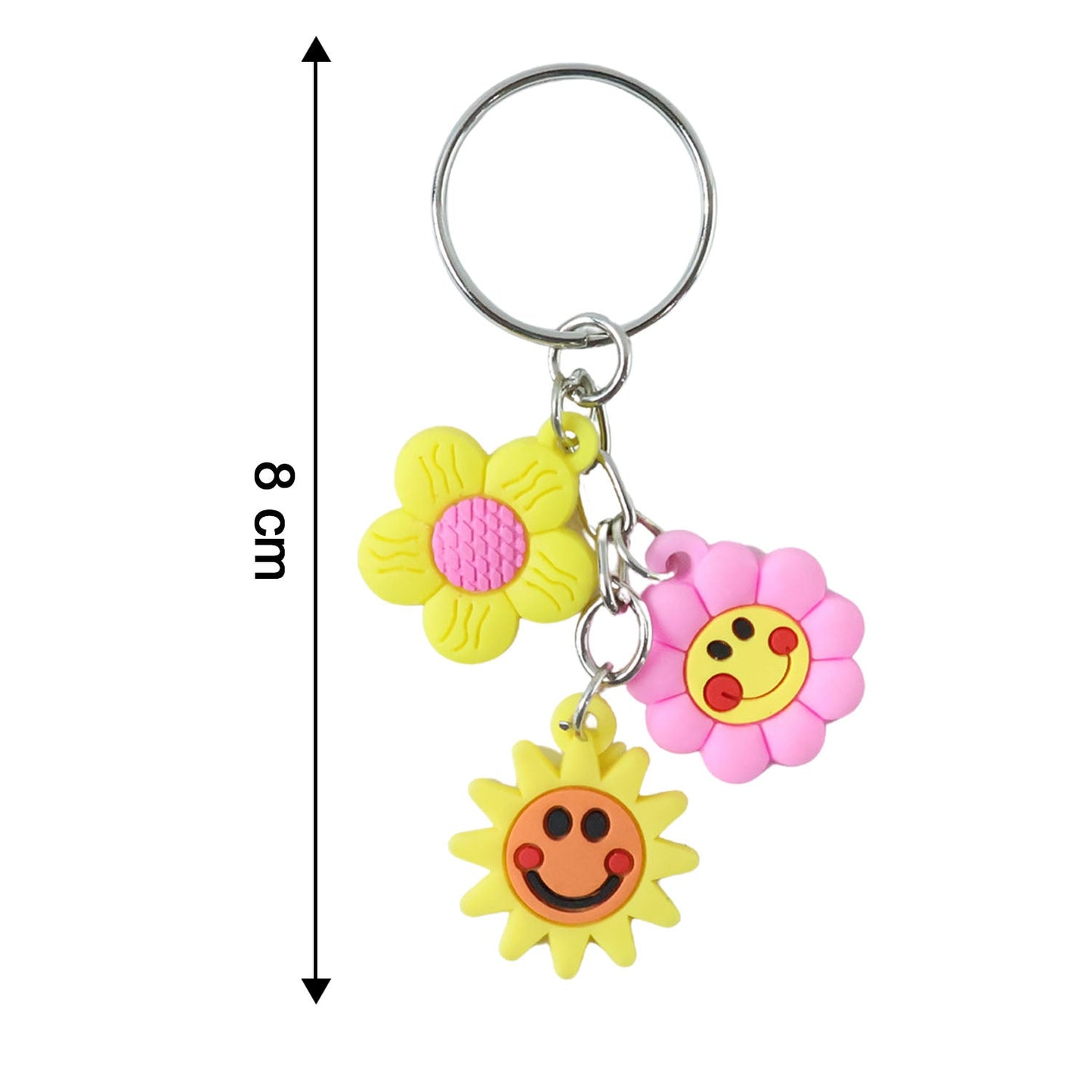 Cute Flower & Smiley Face Cartoon Keychain (1 Pc)