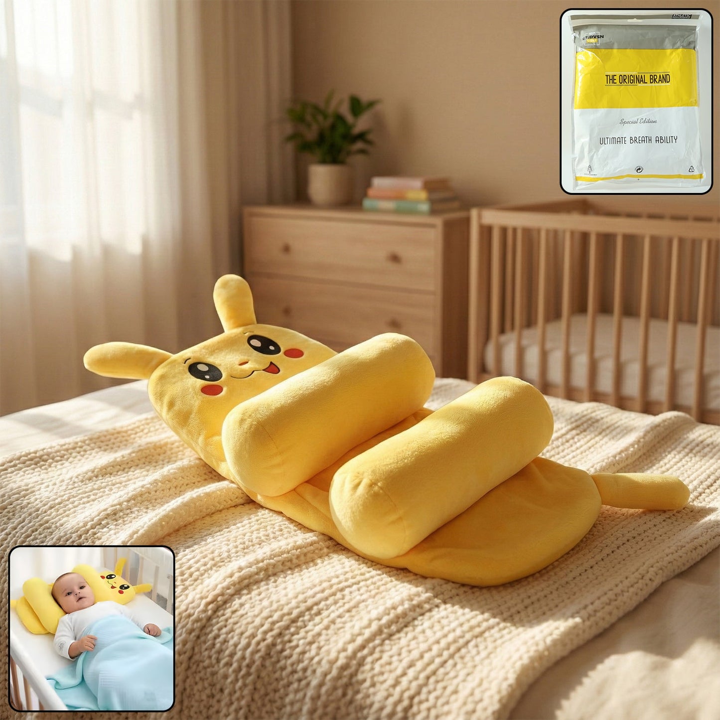 Baby Sliding Pillow with Soft Support Design (1 Pc / Mix Color)
