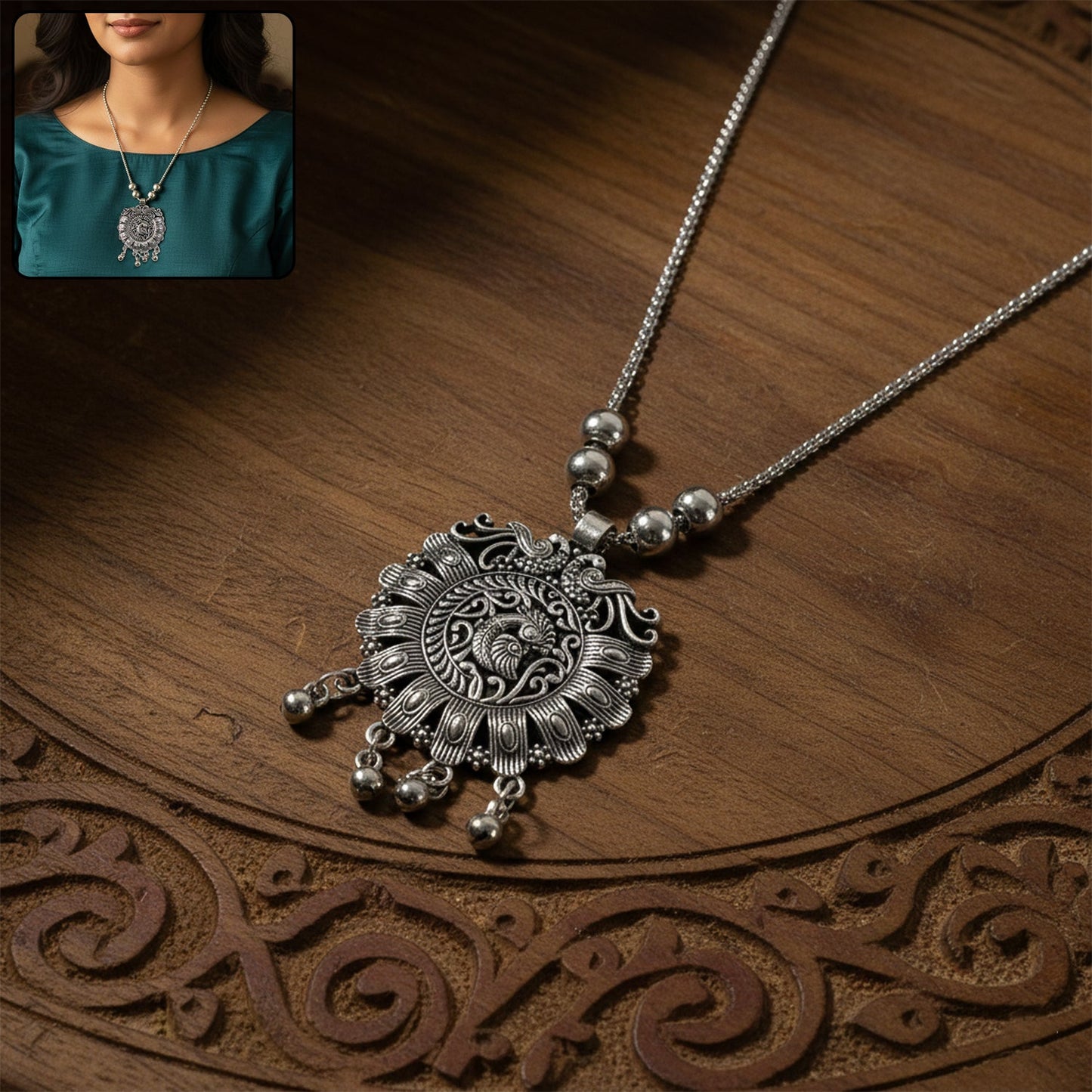 Floral medallion pendant
