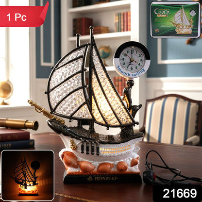 Decorative Ship Shape Clock Lamp (1 Pc)
