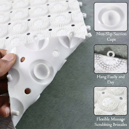 Anti-Slip Bathroom Massage Mat with Suction Cups (33 × 21 cm / 4 Pc)