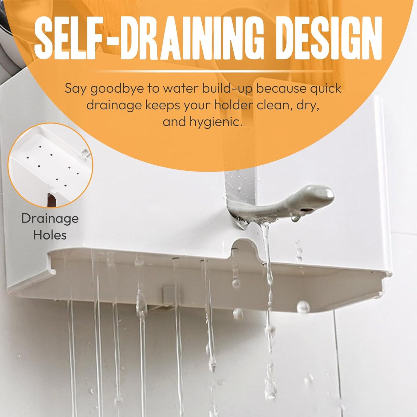 Wall Mounted 3 Compartment Toothbrush Holder with Adhesive Installation (1 Pc)