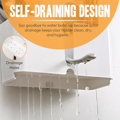 Wall Mounted 3 Compartment Toothbrush Holder with Adhesive Installation (1 Pc)