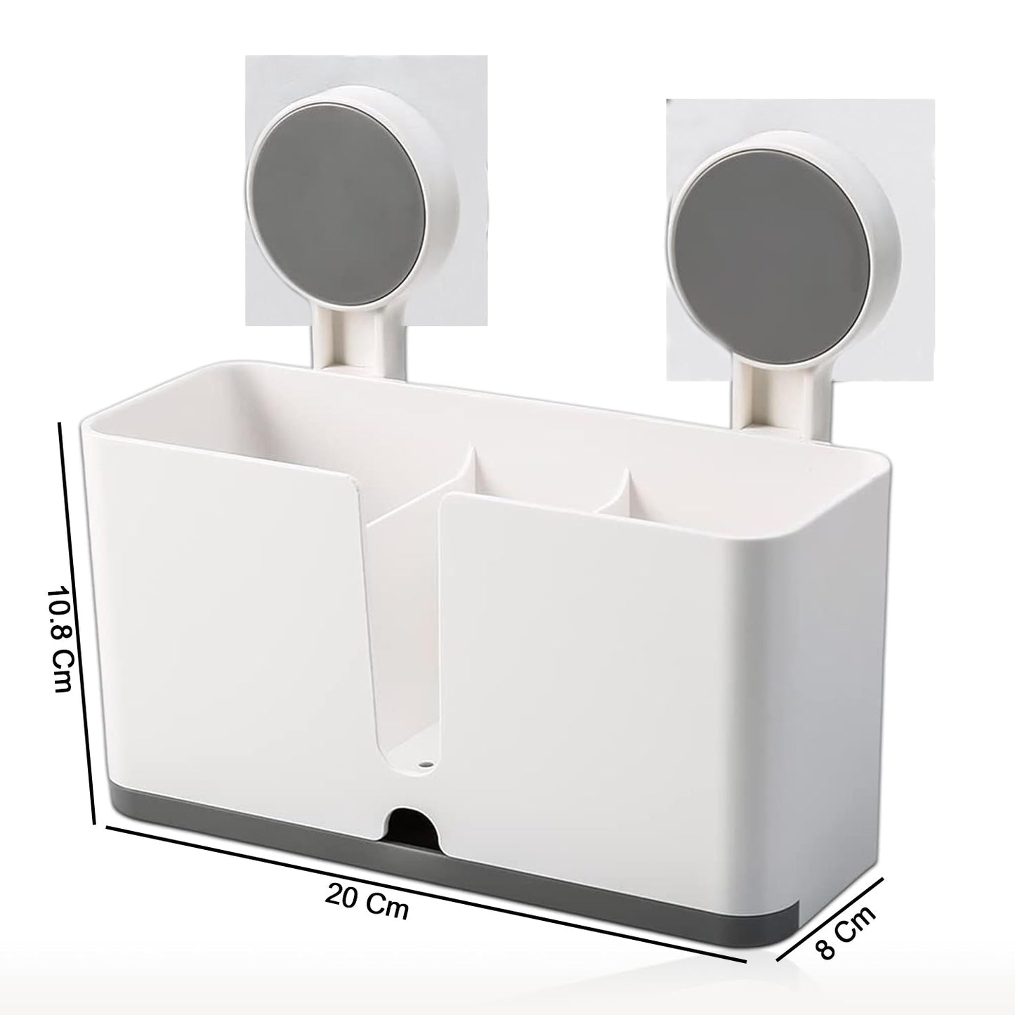 Wall Mounted 3 Compartment Toothbrush Holder with Adhesive Installation (1 Pc)