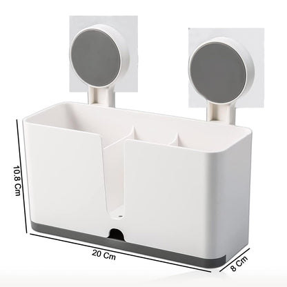Wall Mounted 3 Compartment Toothbrush Holder with Adhesive Installation (1 Pc)