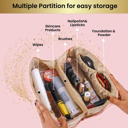Portable Multi-Compartment Makeup & Toiletry Organizer Pouch (1 Pc)