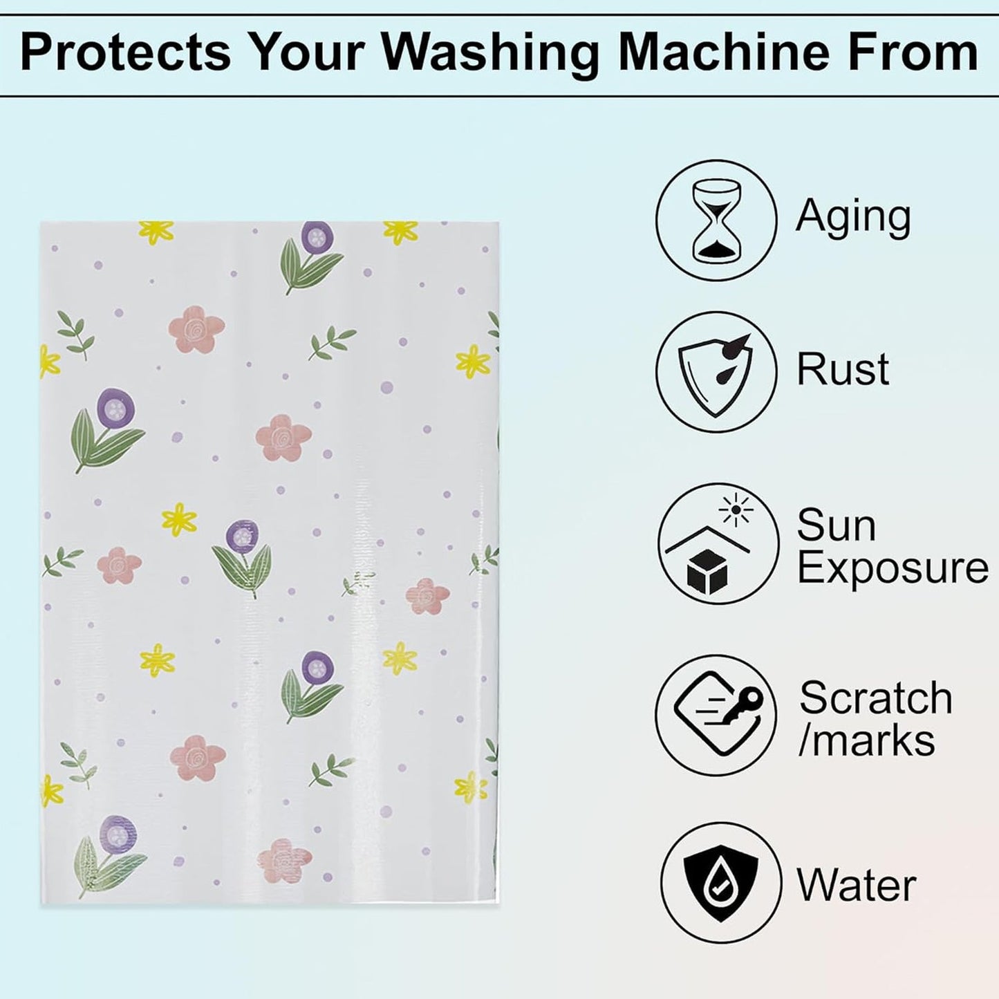 Printed Protective Washing Machine Cover for Top Load (55 × 58 × 87 cm)