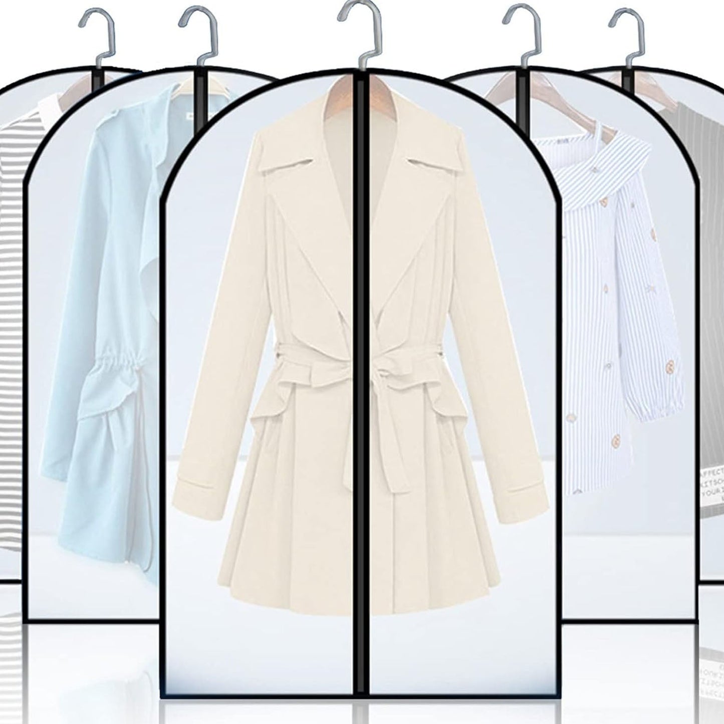 Transparent Garment Cover with Front Zipper (100 × 60 cm, 1 Pc)