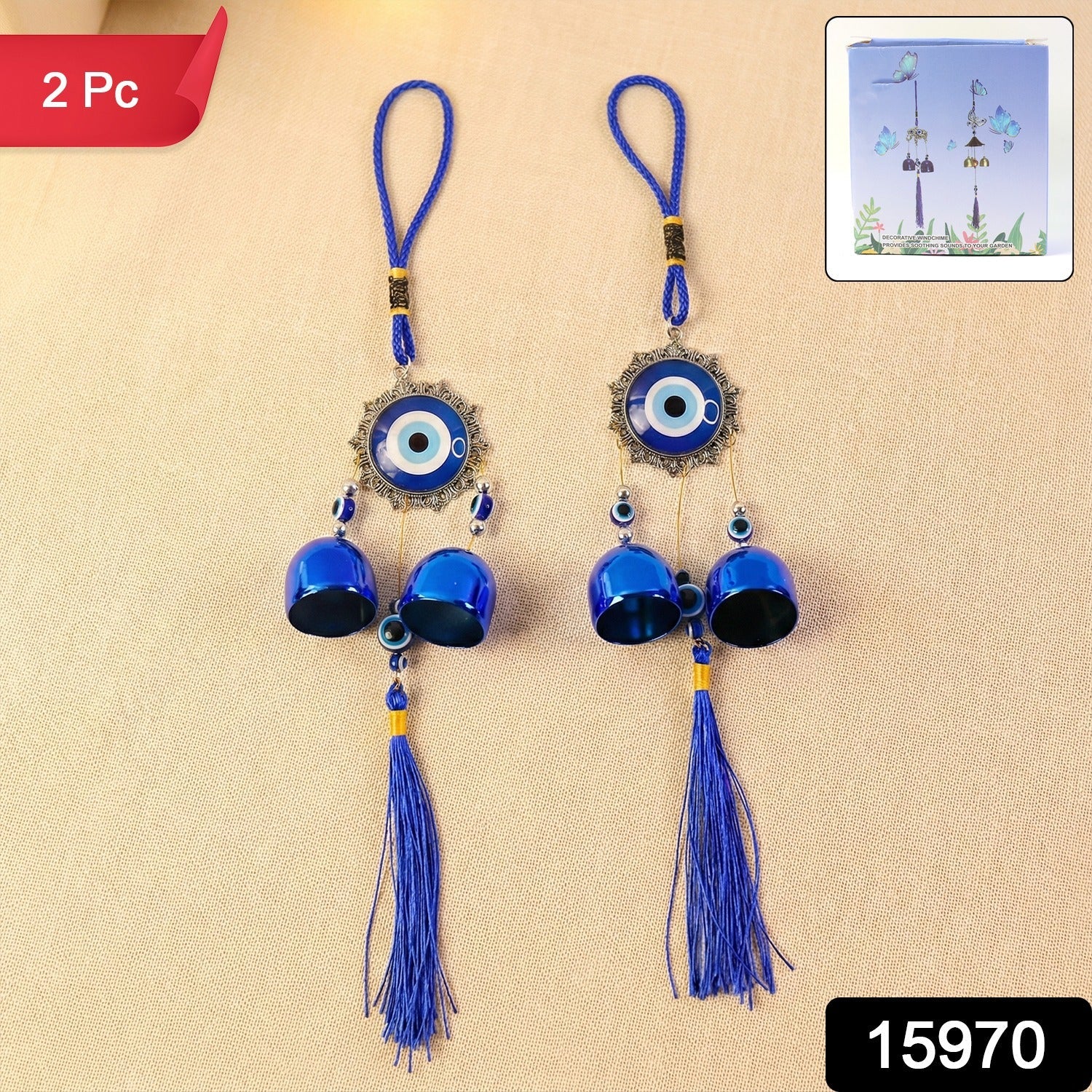 2 piece evil eye wind chime