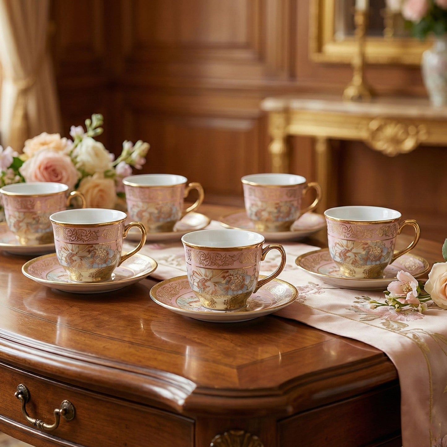 Elegant floral tea cup set