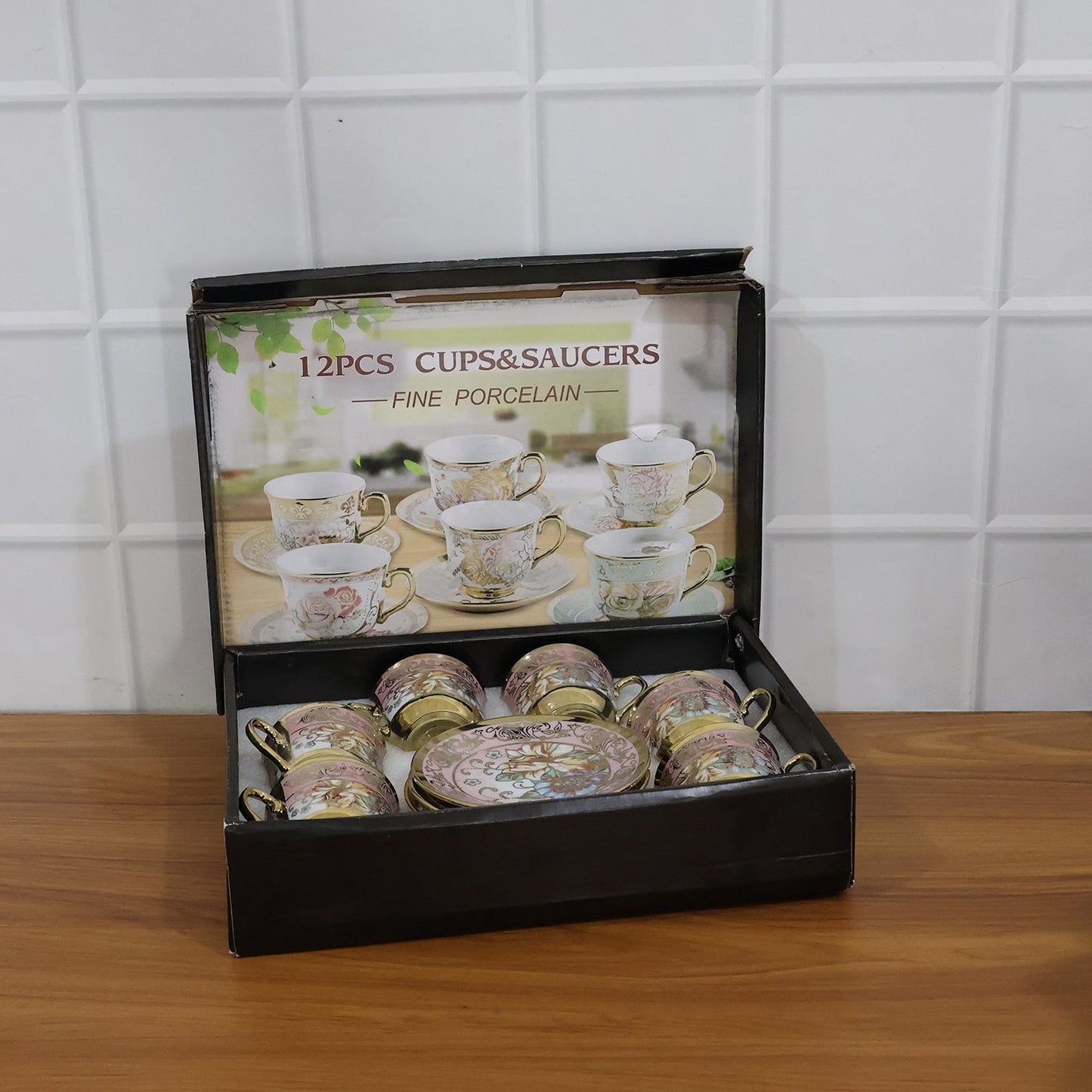 Floral design tea cup saucer set