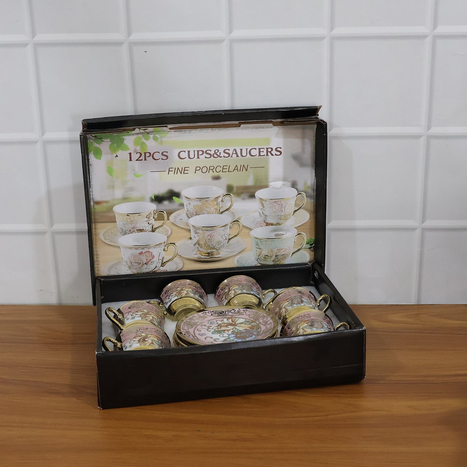 Floral design tea cup saucer set